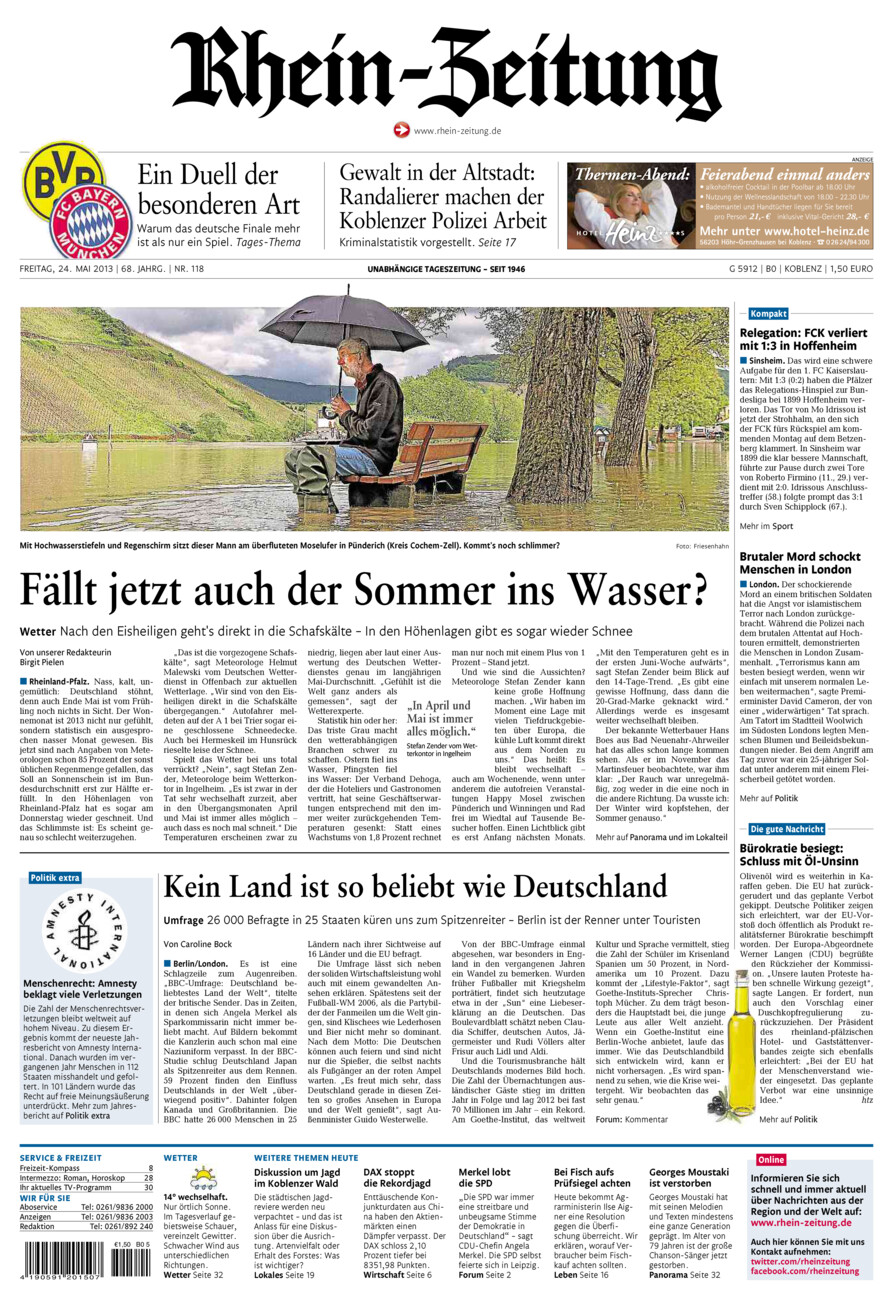 Rhein-Zeitung Koblenz & Region vom Freitag, 24.05.2013
