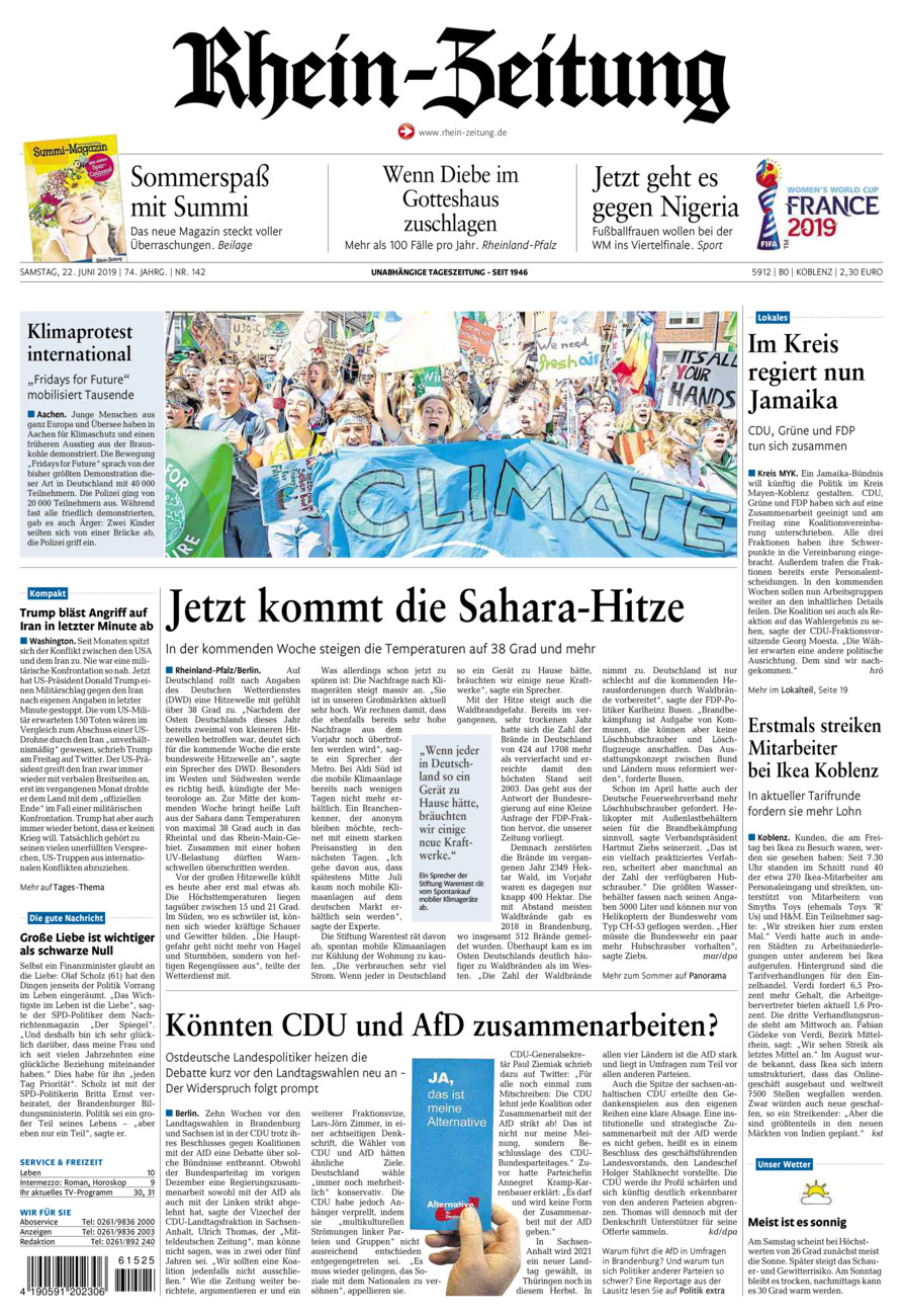 Rhein-Zeitung Koblenz & Region vom Samstag, 22.06.2019