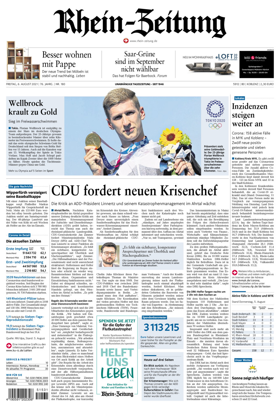 Rhein-Zeitung Koblenz & Region vom Freitag, 06.08.2021