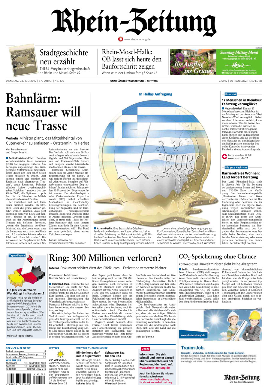 Rhein-Zeitung Koblenz & Region vom Dienstag, 24.07.2012