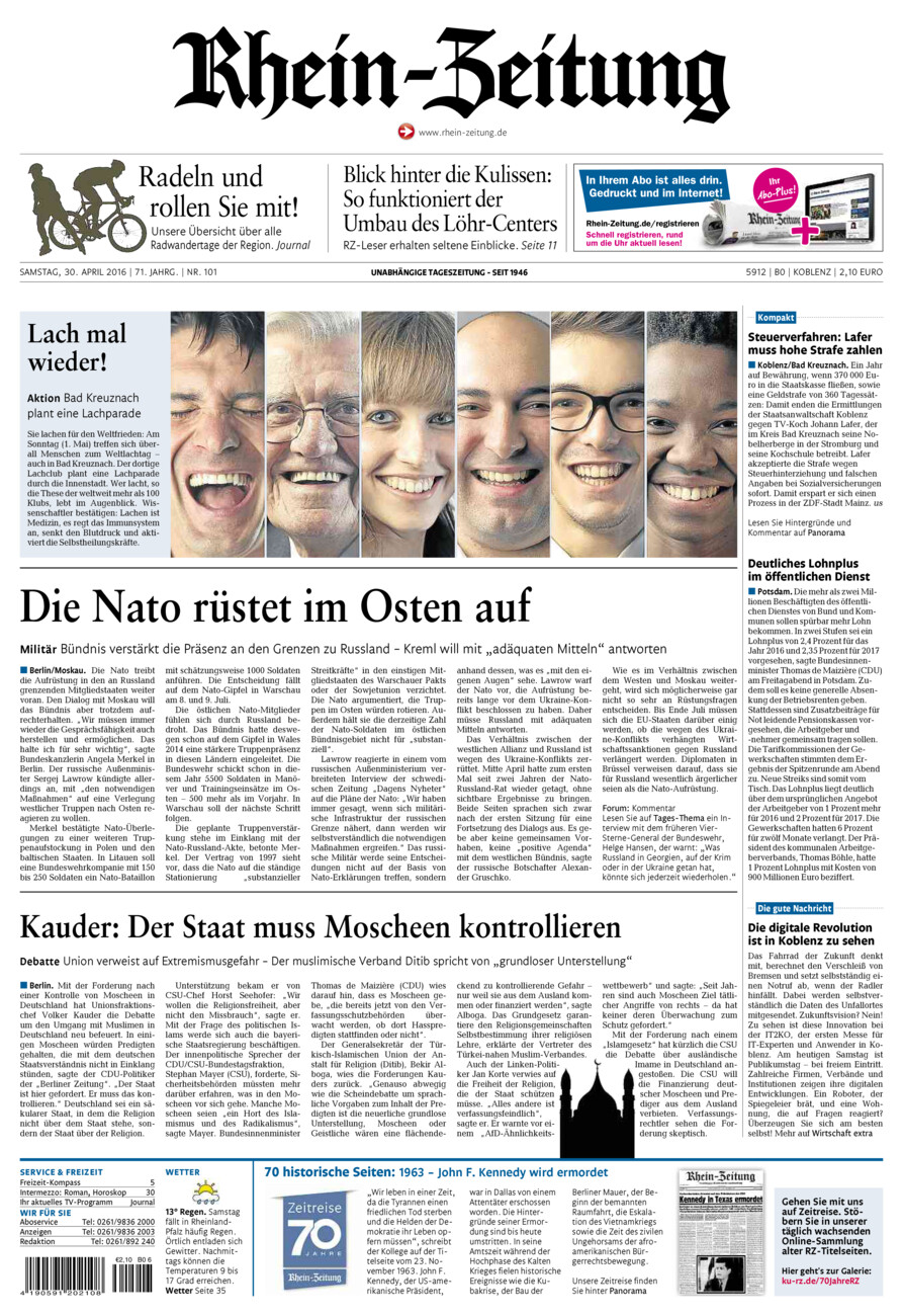 Rhein-Zeitung Koblenz & Region vom Samstag, 30.04.2016