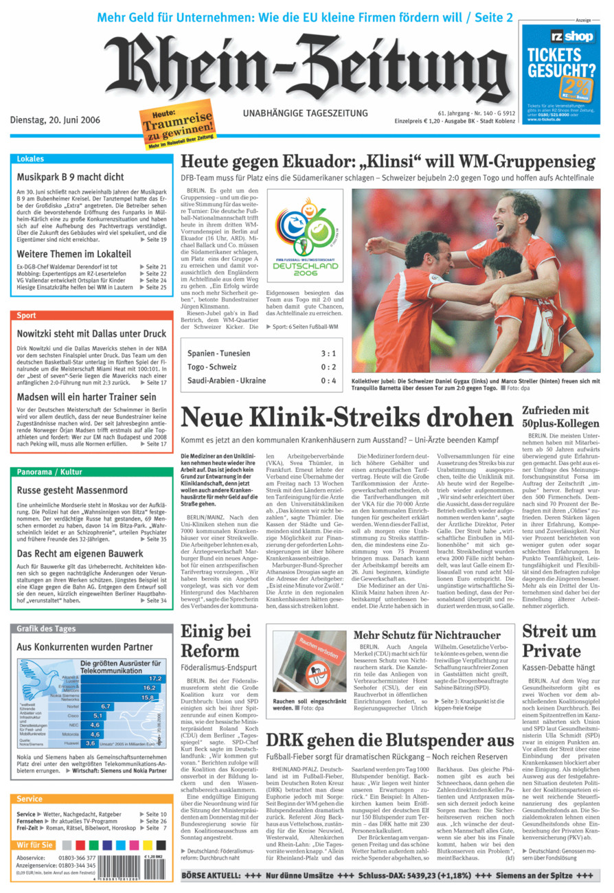 Rhein-Zeitung Koblenz & Region vom Dienstag, 20.06.2006