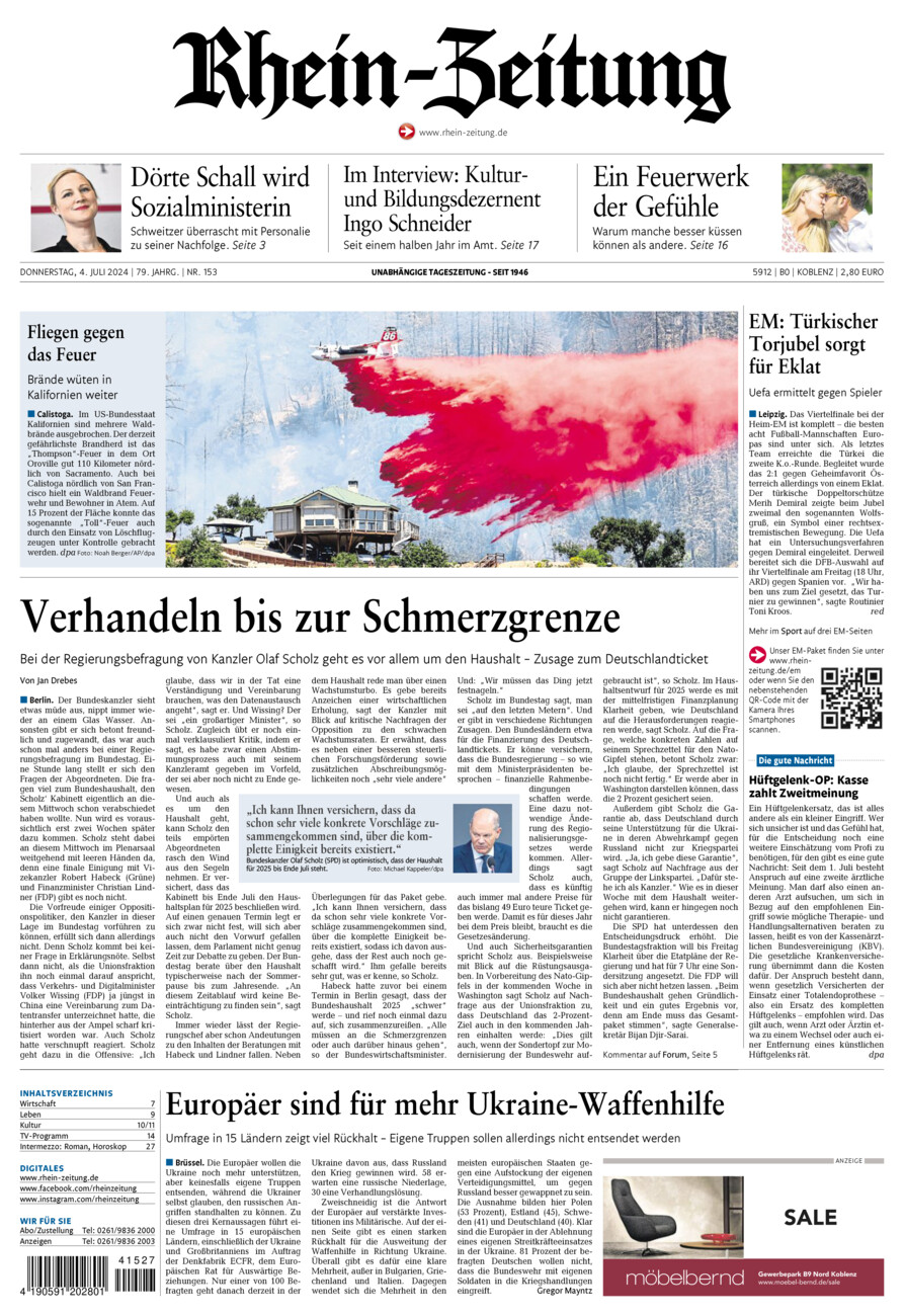 Rhein-Zeitung Koblenz & Region vom Donnerstag, 04.07.2024