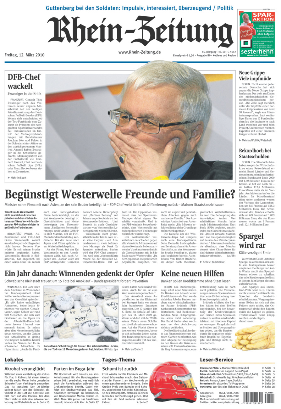 Rhein-Zeitung Koblenz & Region vom Freitag, 12.03.2010