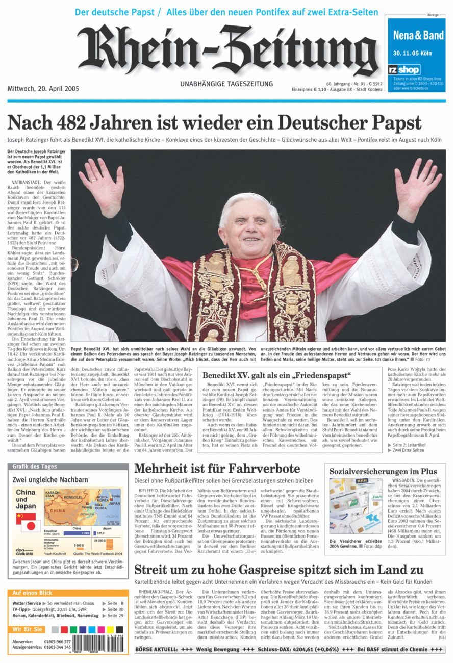 Rhein-Zeitung Koblenz & Region vom Mittwoch, 20.04.2005