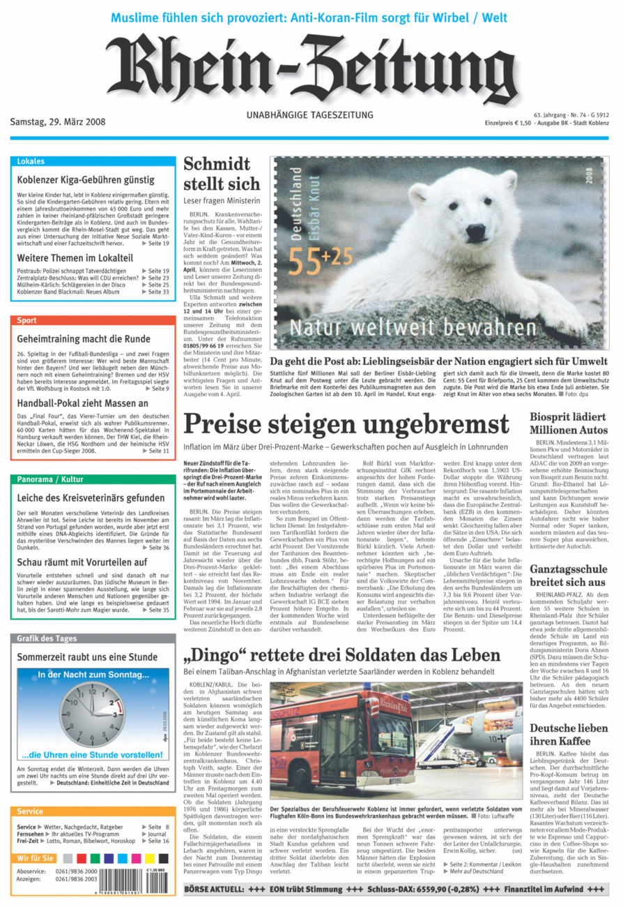Rhein-Zeitung Koblenz & Region vom Samstag, 29.03.2008