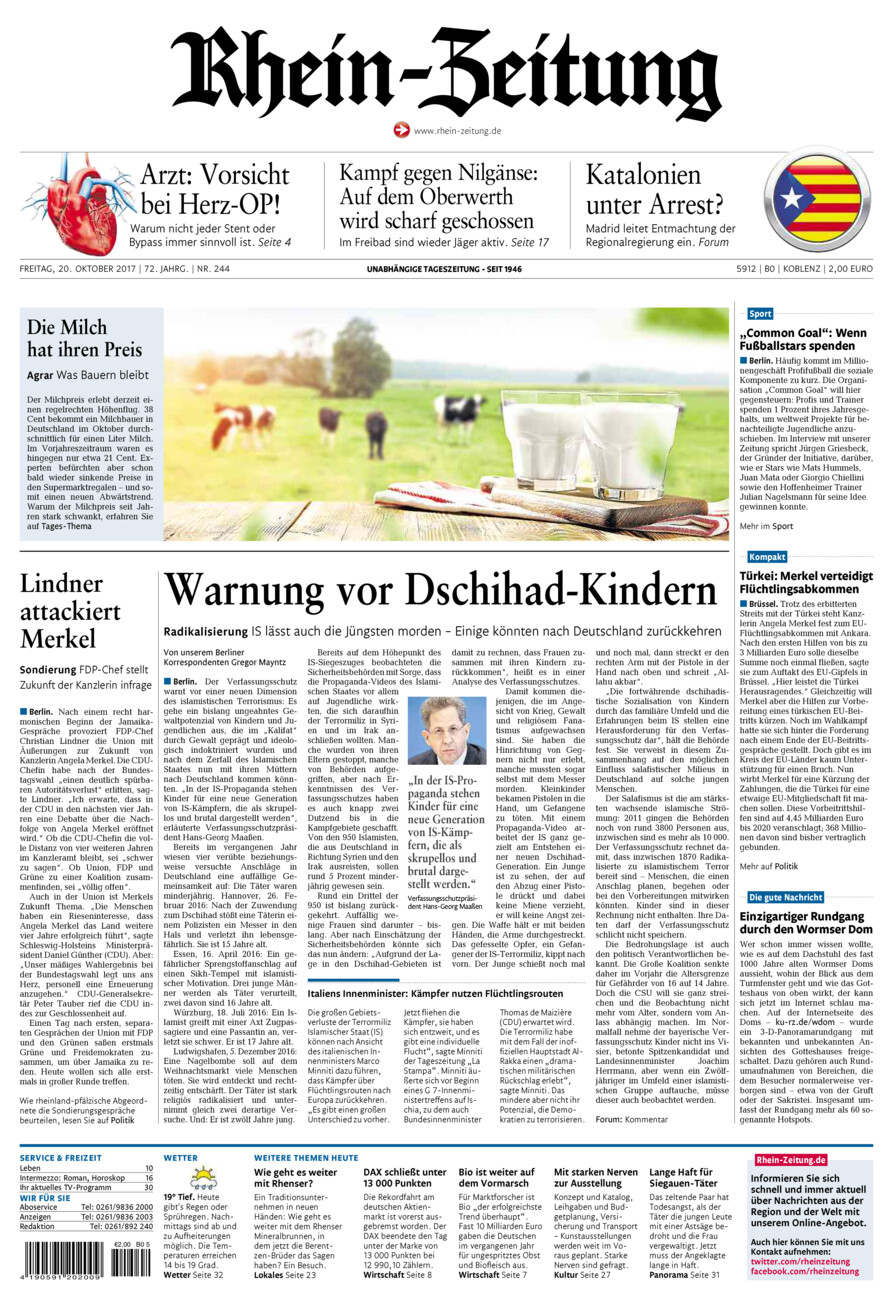 Rhein-Zeitung Koblenz & Region vom Freitag, 20.10.2017
