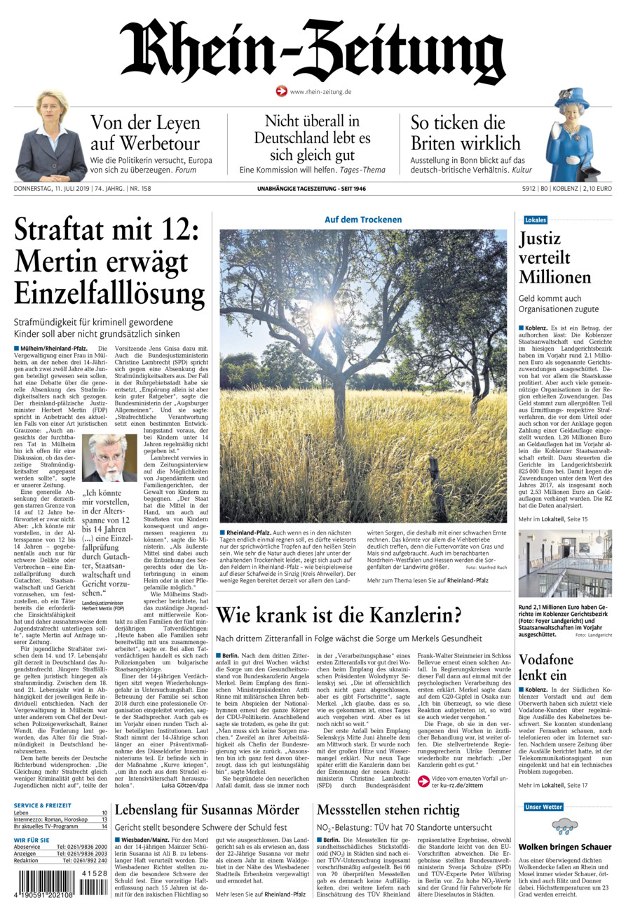 Rhein-Zeitung Koblenz & Region vom Donnerstag, 11.07.2019
