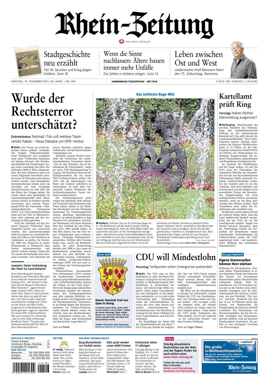 Rhein-Zeitung Koblenz & Region vom Dienstag, 15.11.2011