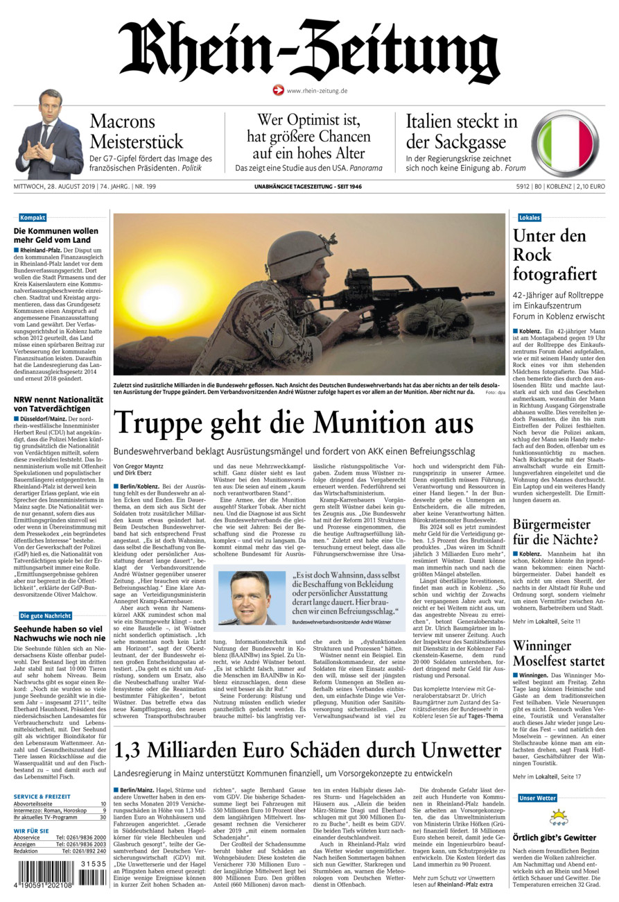Rhein-Zeitung Koblenz & Region vom Mittwoch, 28.08.2019