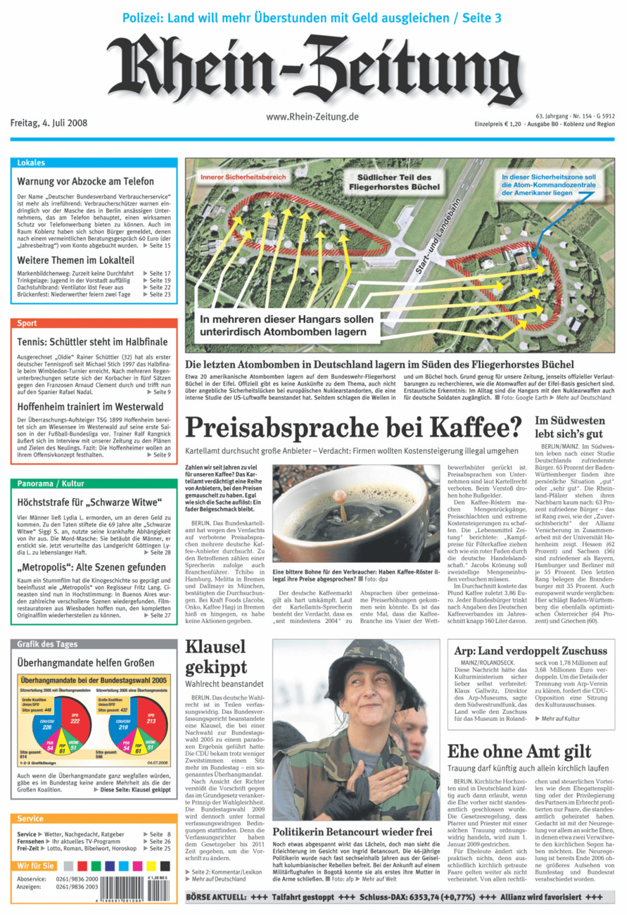 Rhein-Zeitung Koblenz & Region vom Freitag, 04.07.2008