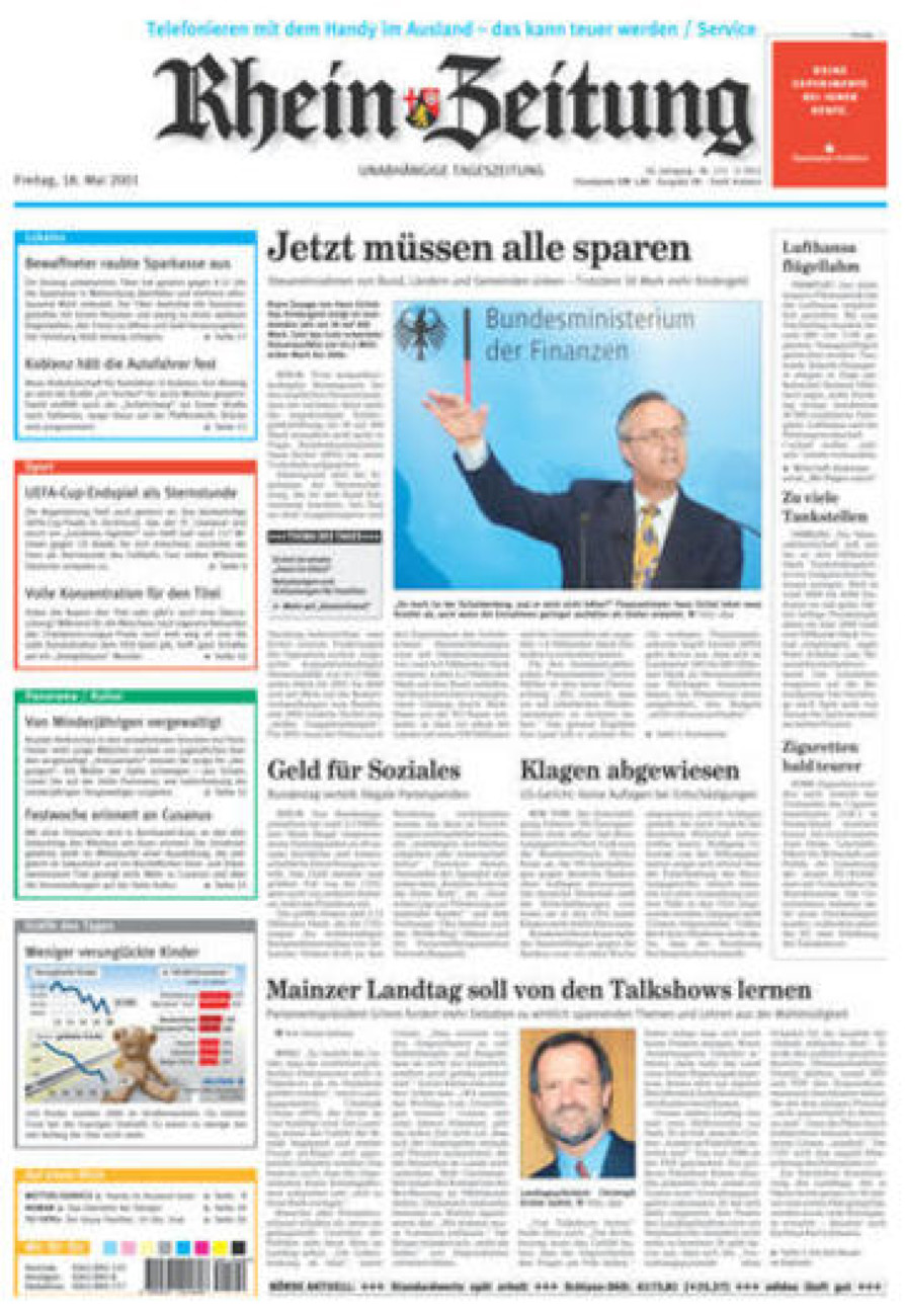 Rhein-Zeitung Koblenz & Region vom Freitag, 18.05.2001