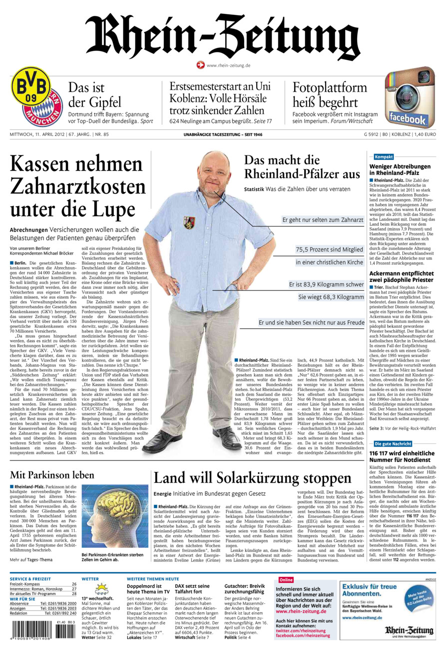 Rhein-Zeitung Koblenz & Region vom Mittwoch, 11.04.2012