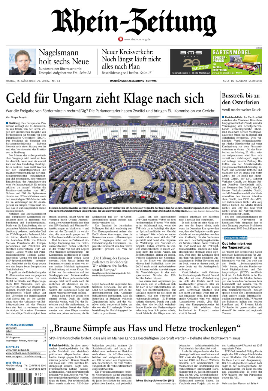 Rhein-Zeitung Koblenz & Region vom Freitag, 15.03.2024