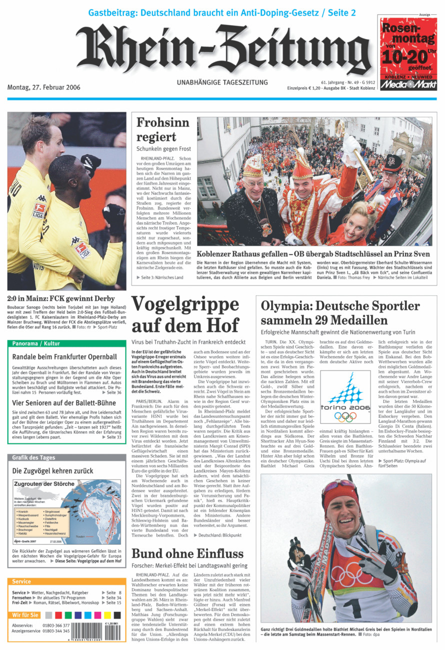 Rhein-Zeitung Koblenz & Region vom Montag, 27.02.2006
