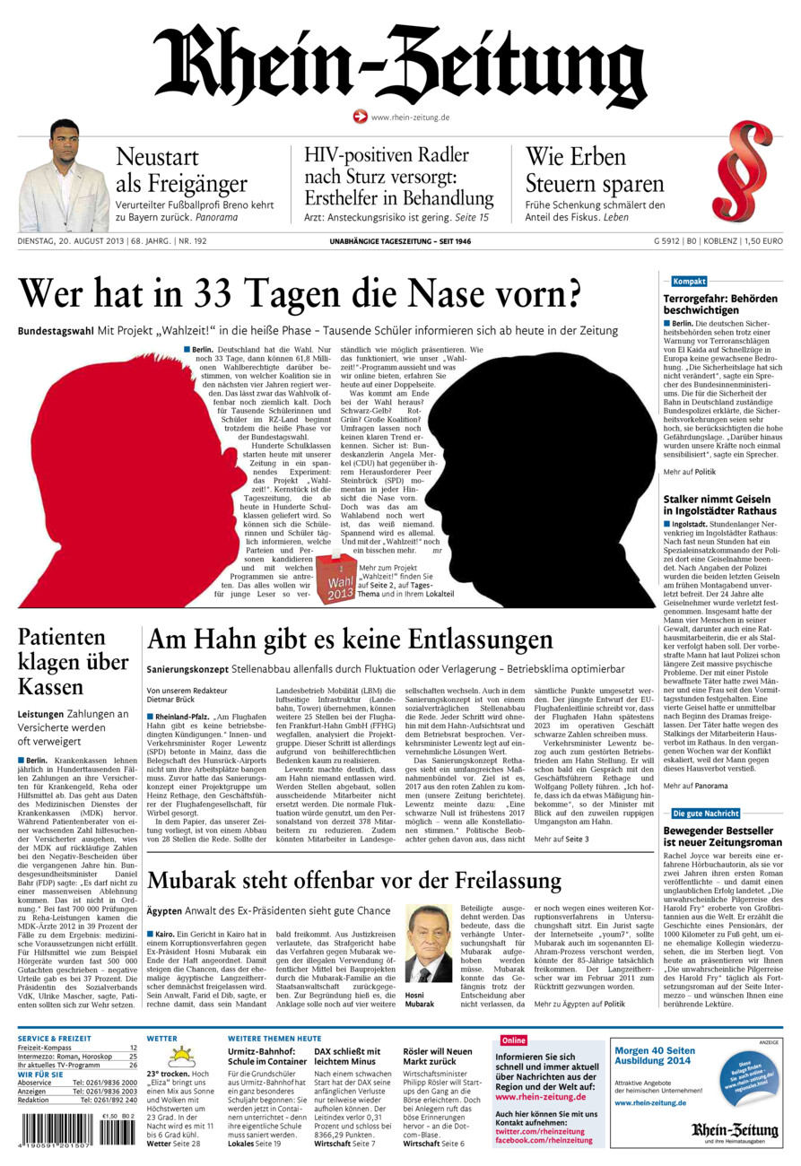 Rhein-Zeitung Koblenz & Region vom Dienstag, 20.08.2013