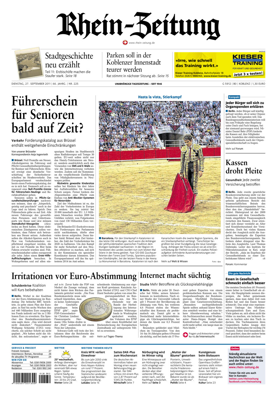 Rhein-Zeitung Koblenz & Region vom Dienstag, 27.09.2011