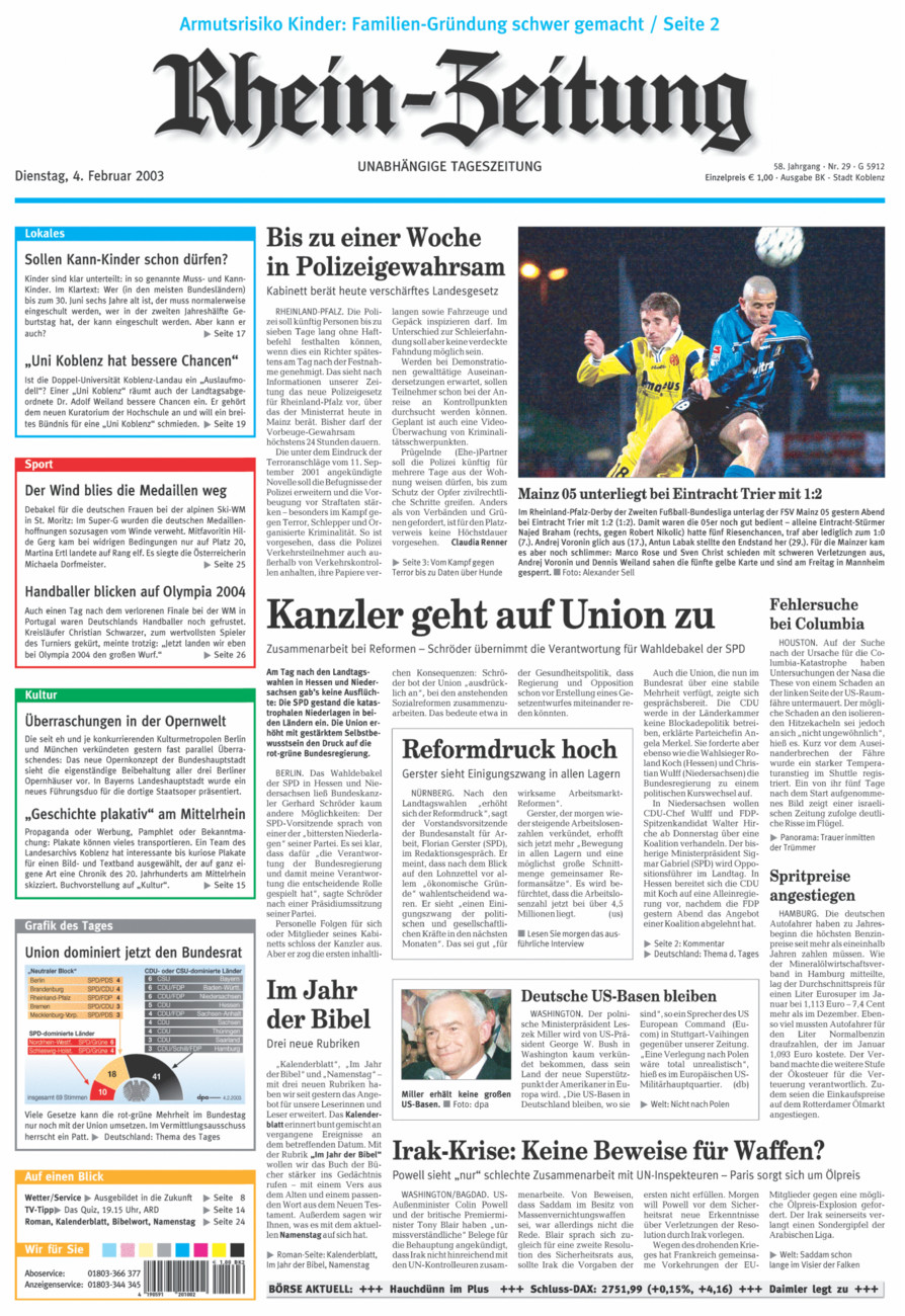 Rhein-Zeitung Koblenz & Region vom Dienstag, 04.02.2003