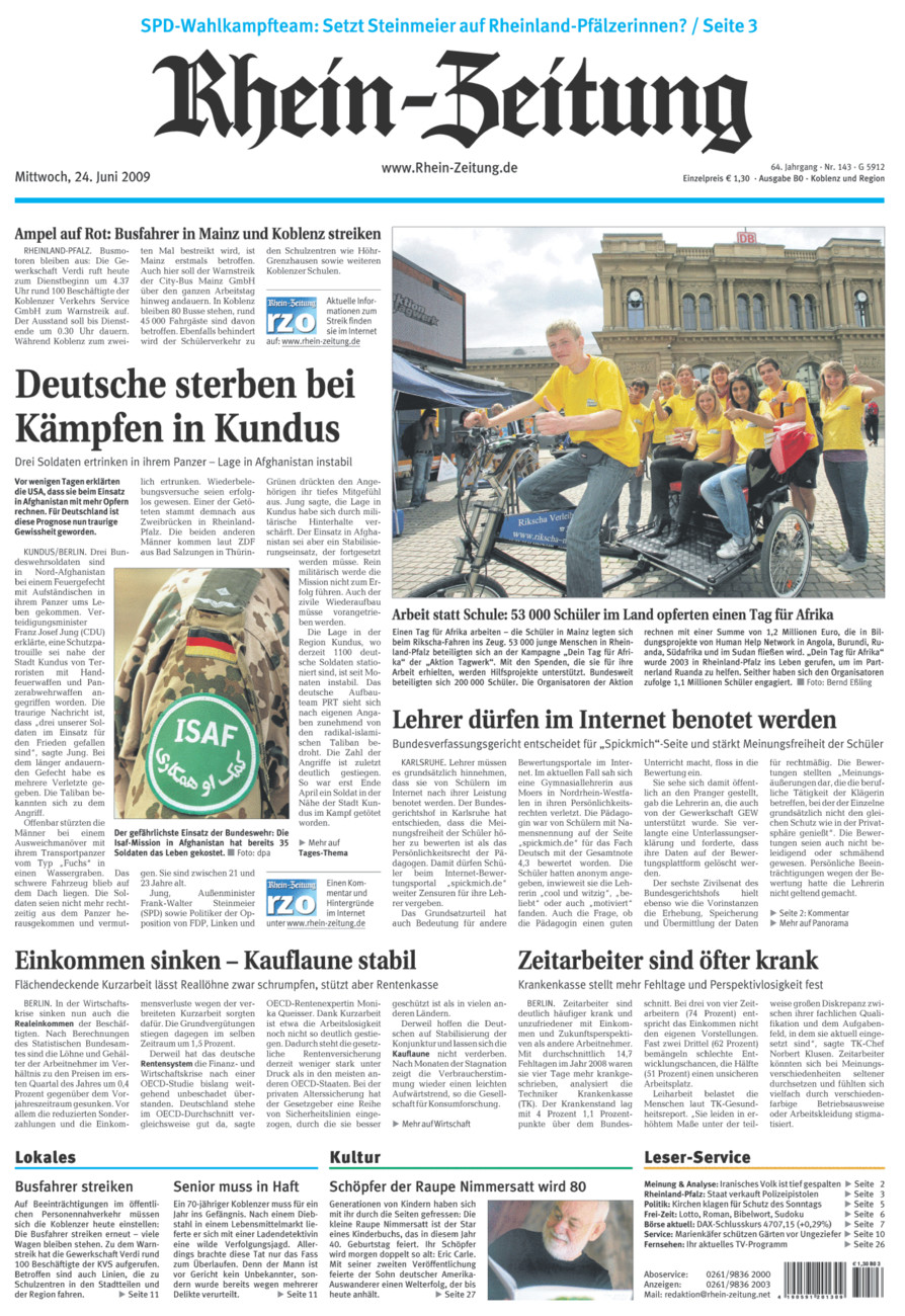 Rhein-Zeitung Koblenz & Region vom Mittwoch, 24.06.2009