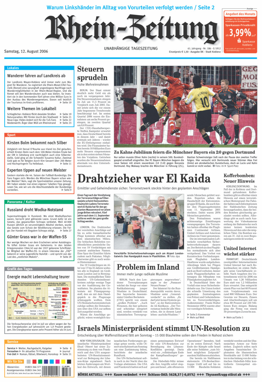Rhein-Zeitung Koblenz & Region vom Samstag, 12.08.2006