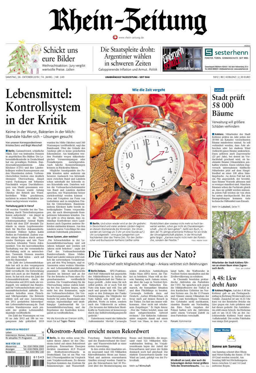 Rhein-Zeitung Koblenz & Region vom Samstag, 26.10.2019