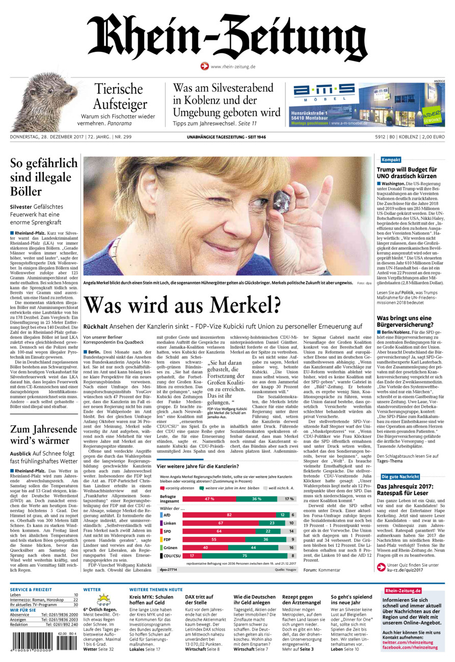 Rhein-Zeitung Koblenz & Region vom Donnerstag, 28.12.2017