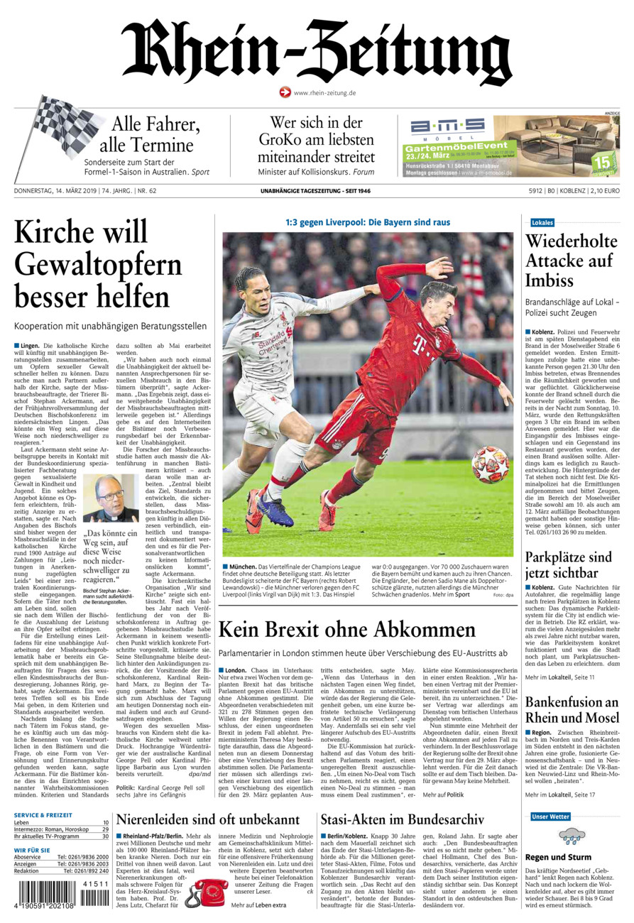 Rhein-Zeitung Koblenz & Region vom Donnerstag, 14.03.2019