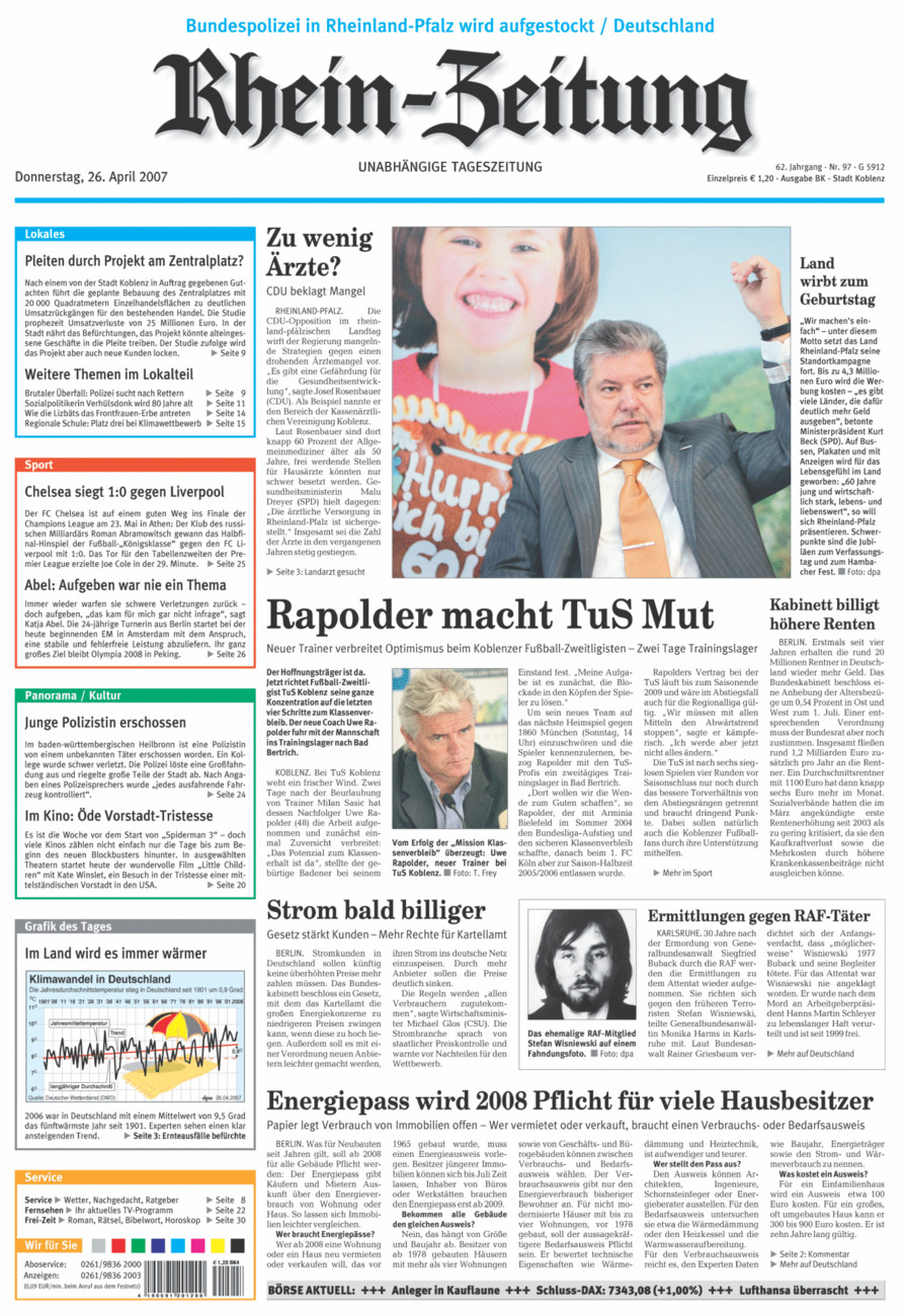 Rhein-Zeitung Koblenz & Region vom Donnerstag, 26.04.2007