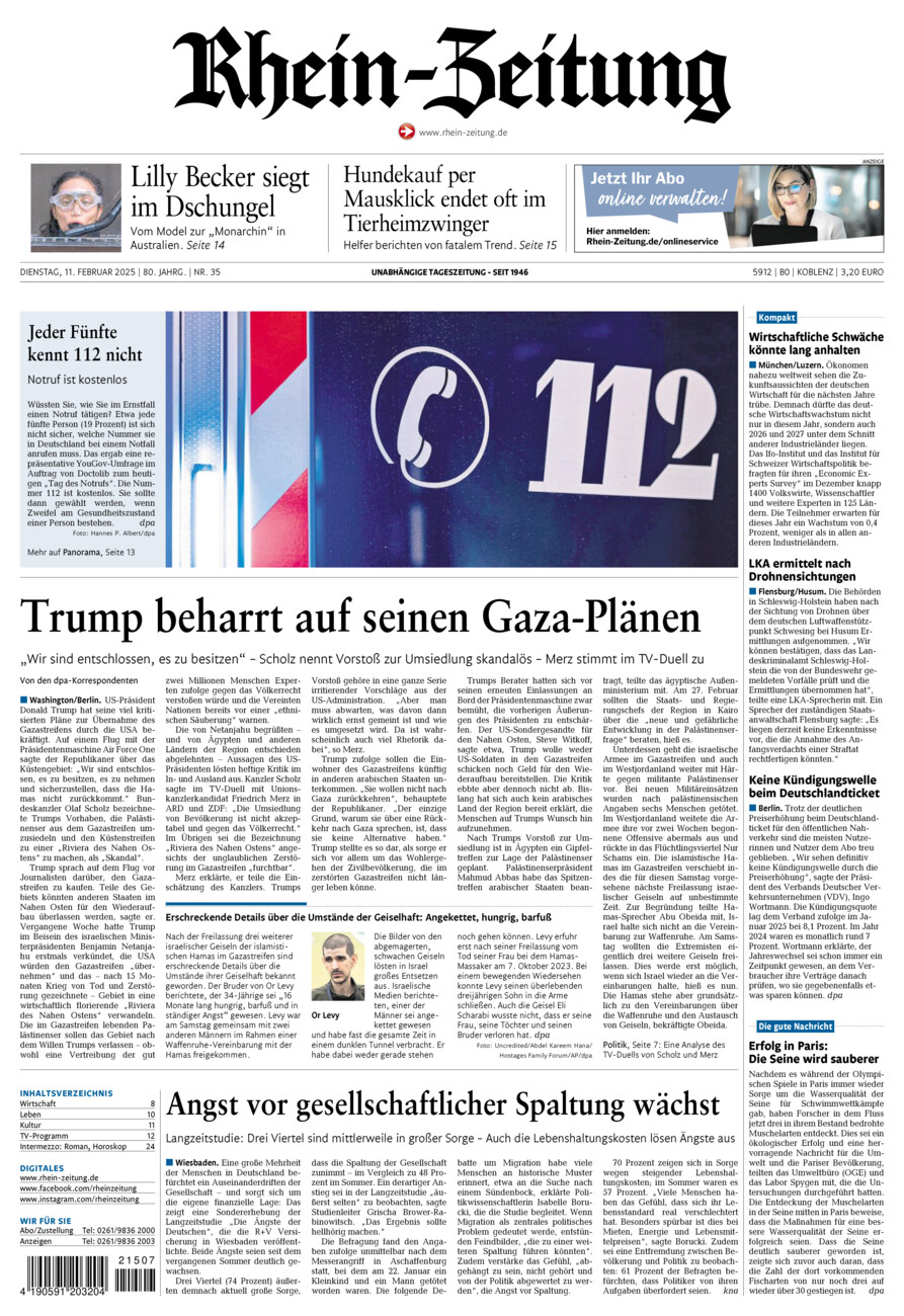 Rhein-Zeitung Koblenz & Region vom Dienstag, 11.02.2025