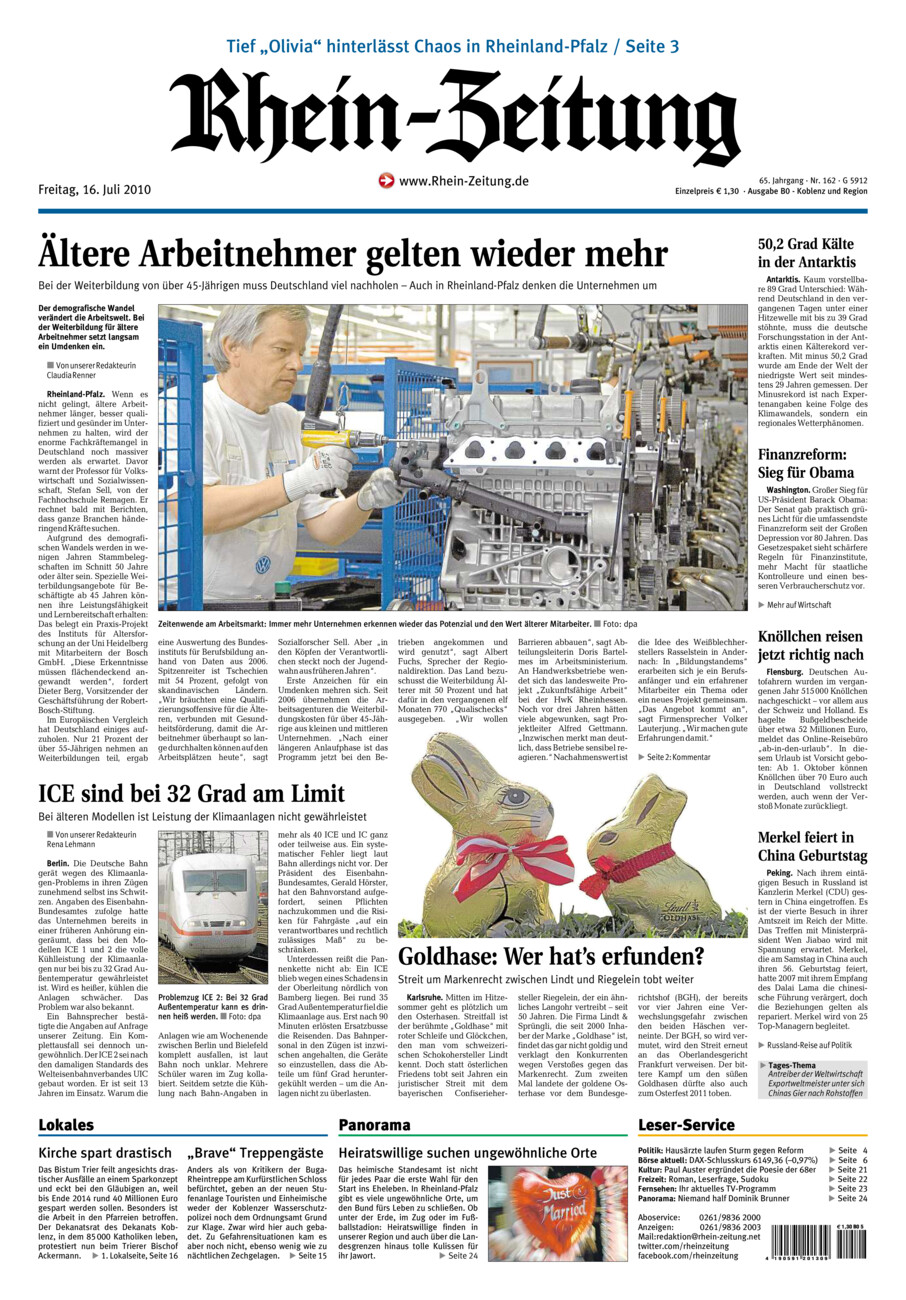 Rhein-Zeitung Koblenz & Region vom Freitag, 16.07.2010