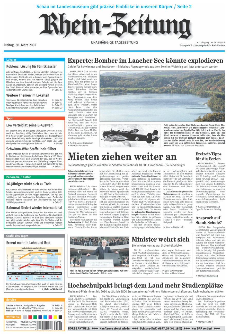 Rhein-Zeitung Koblenz & Region vom Freitag, 30.03.2007