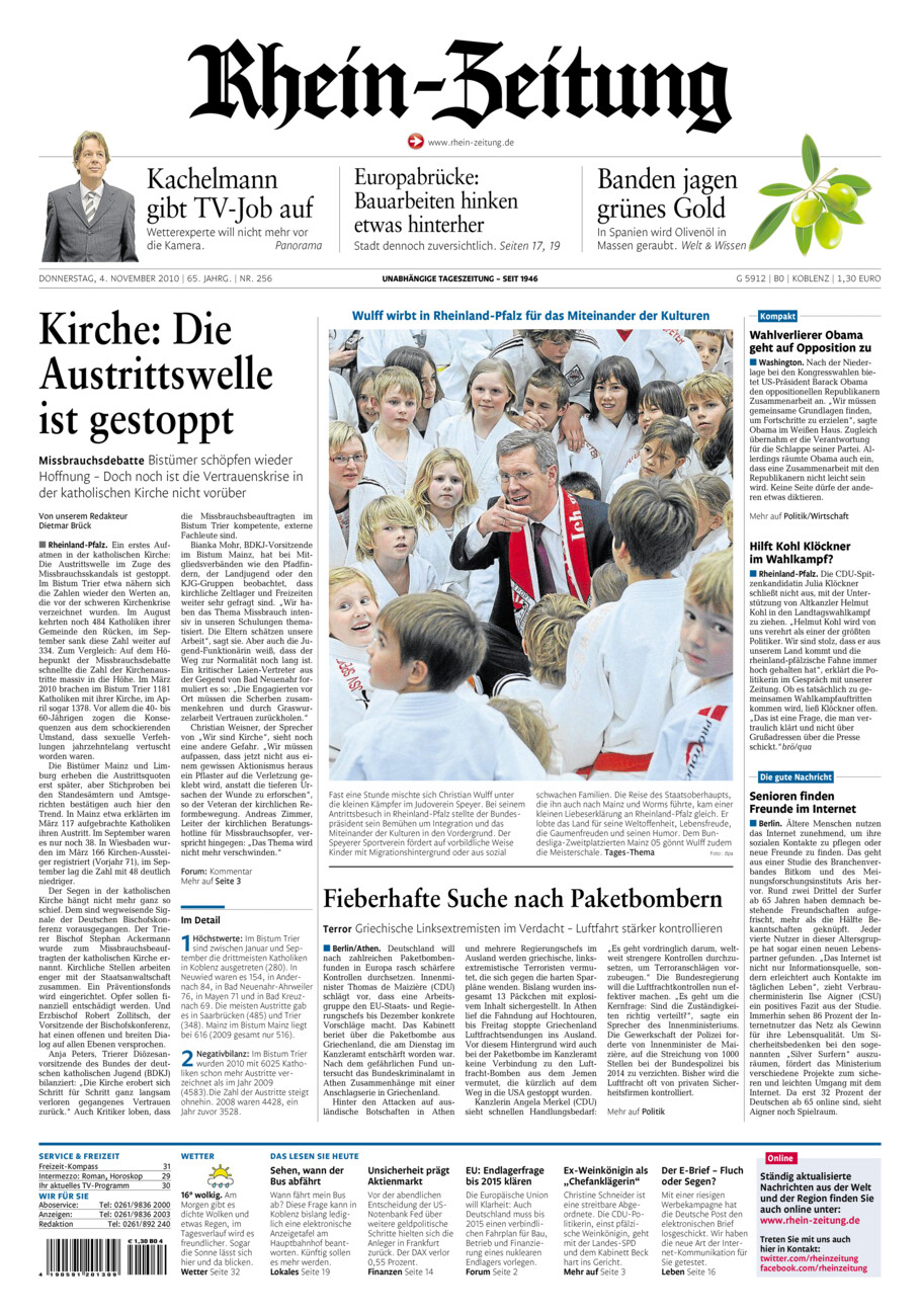 Rhein-Zeitung Koblenz & Region vom Donnerstag, 04.11.2010