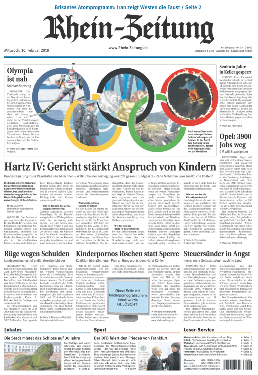 Rhein-Zeitung Koblenz & Region vom Mittwoch, 10.02.2010