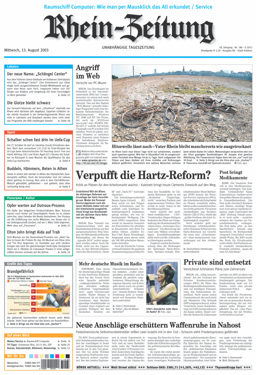 Rhein-Zeitung Koblenz & Region vom Mittwoch, 13.08.2003