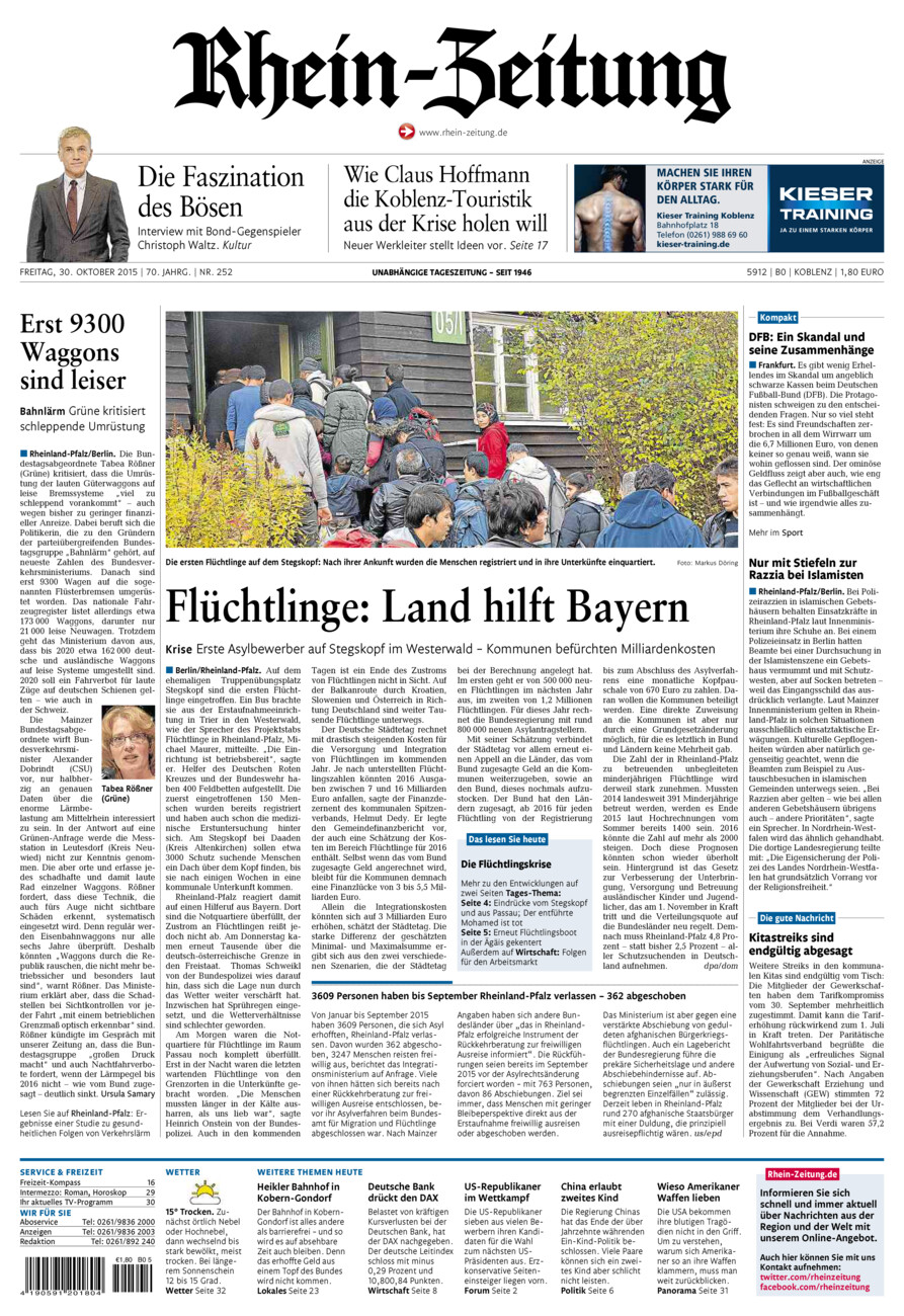 Rhein-Zeitung Koblenz & Region vom Freitag, 30.10.2015