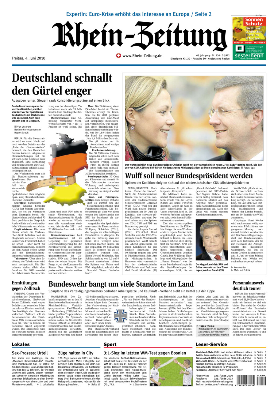 Rhein-Zeitung Koblenz & Region vom Freitag, 04.06.2010