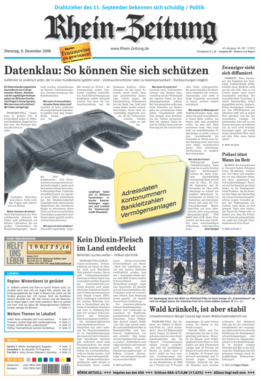 Rhein-Zeitung Koblenz & Region vom Dienstag, 09.12.2008