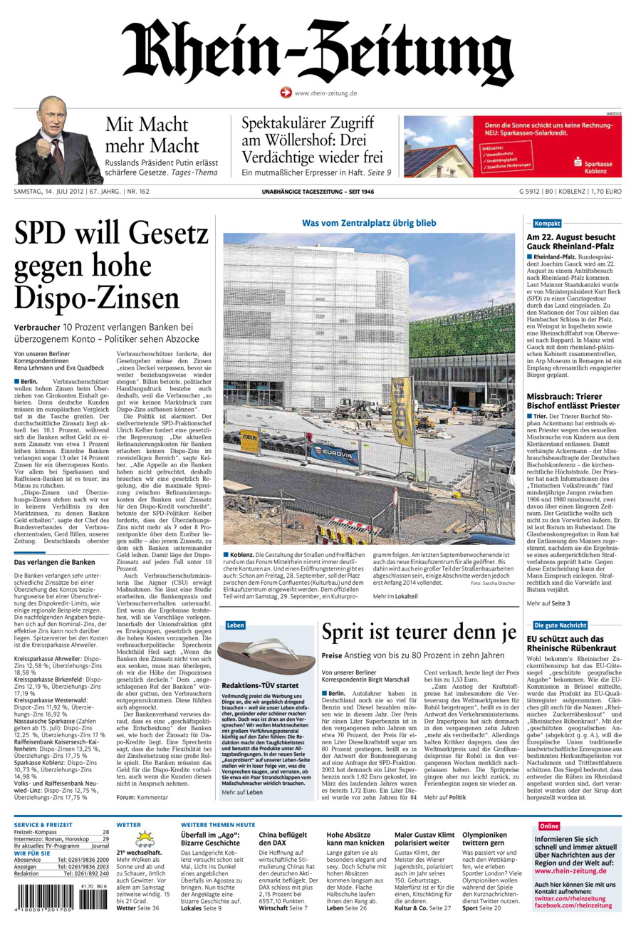 Rhein-Zeitung Koblenz & Region vom Samstag, 14.07.2012