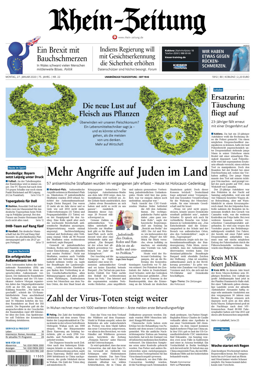 Rhein-Zeitung Koblenz & Region vom Montag, 27.01.2020