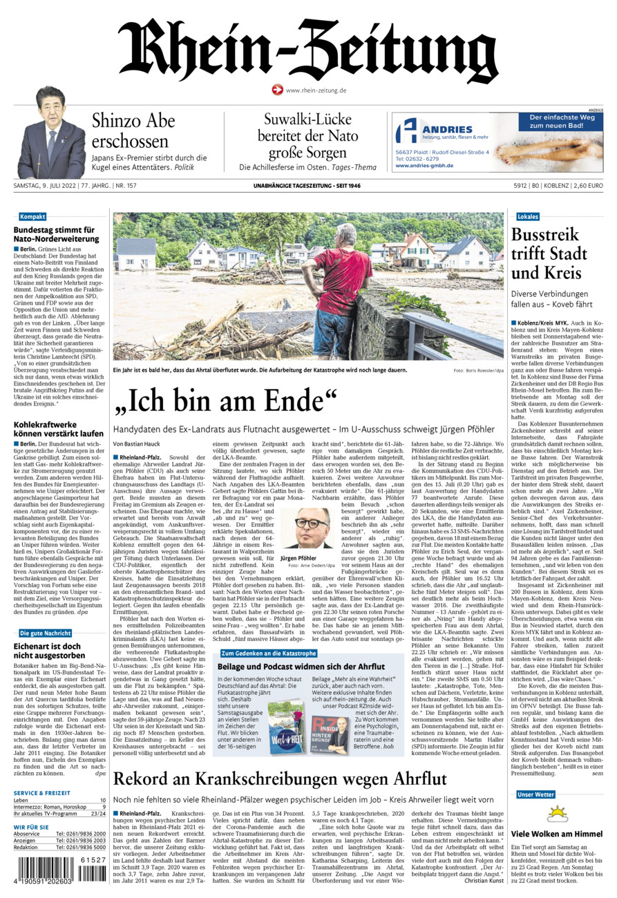 Rhein-Zeitung Koblenz & Region vom Samstag, 09.07.2022