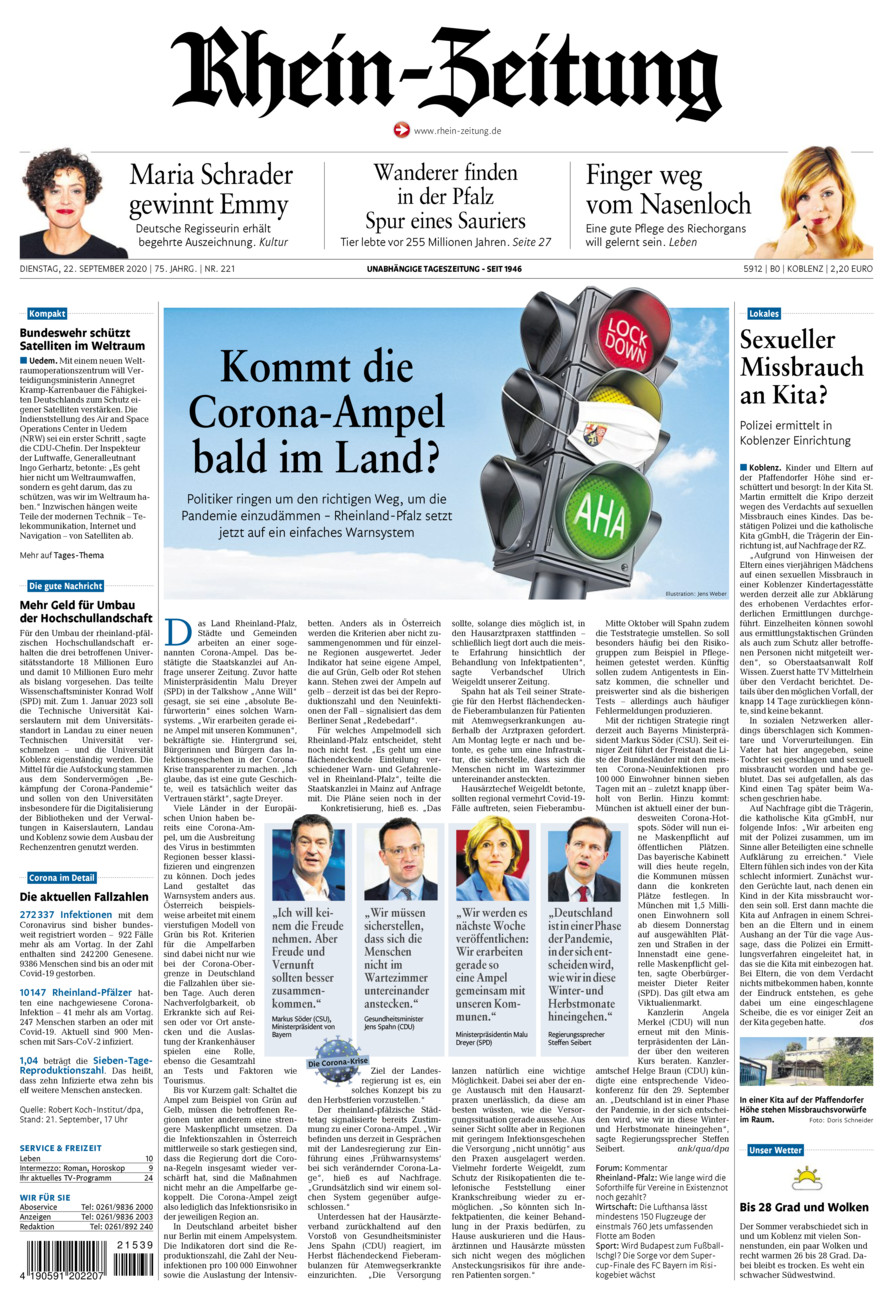 Rhein-Zeitung Koblenz & Region vom Dienstag, 22.09.2020