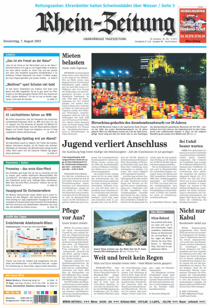 Rhein-Zeitung Koblenz & Region vom Donnerstag, 07.08.2003