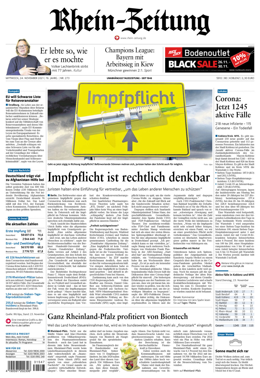 Rhein-Zeitung Koblenz & Region vom Mittwoch, 24.11.2021