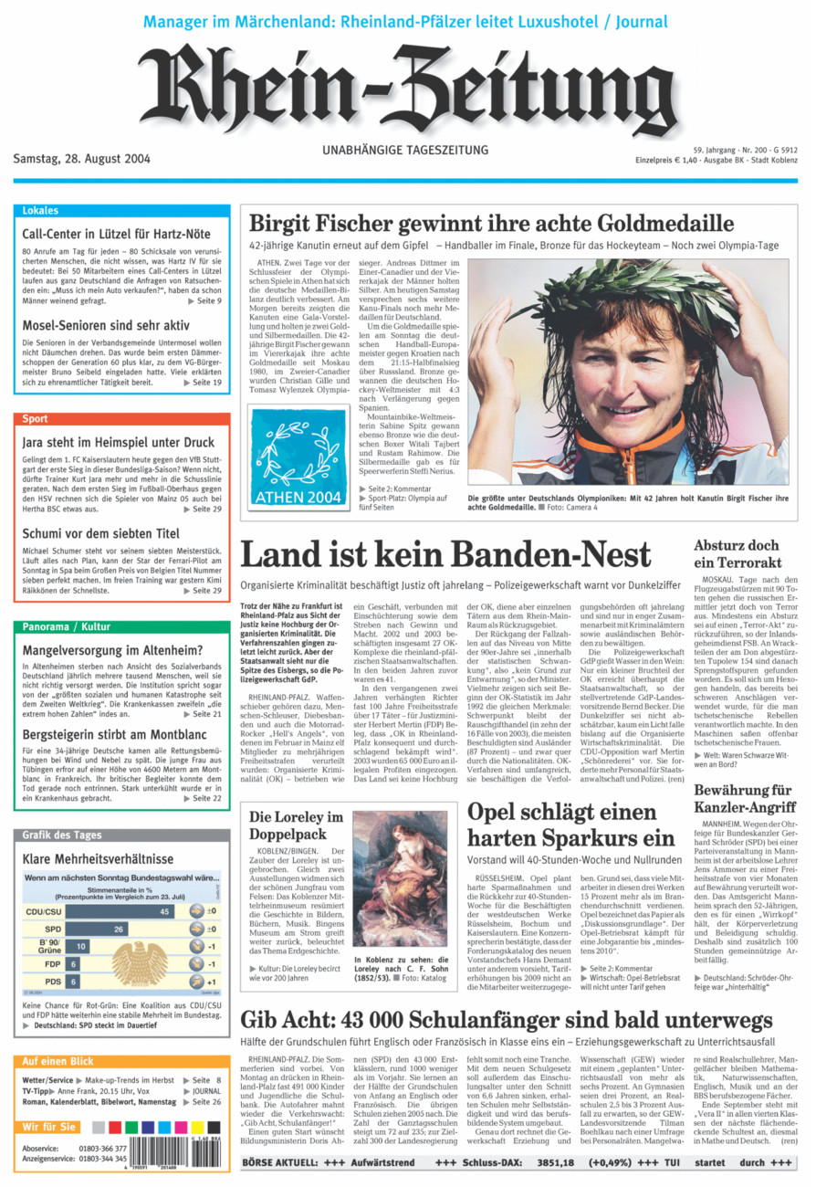 Rhein-Zeitung Koblenz & Region vom Samstag, 28.08.2004