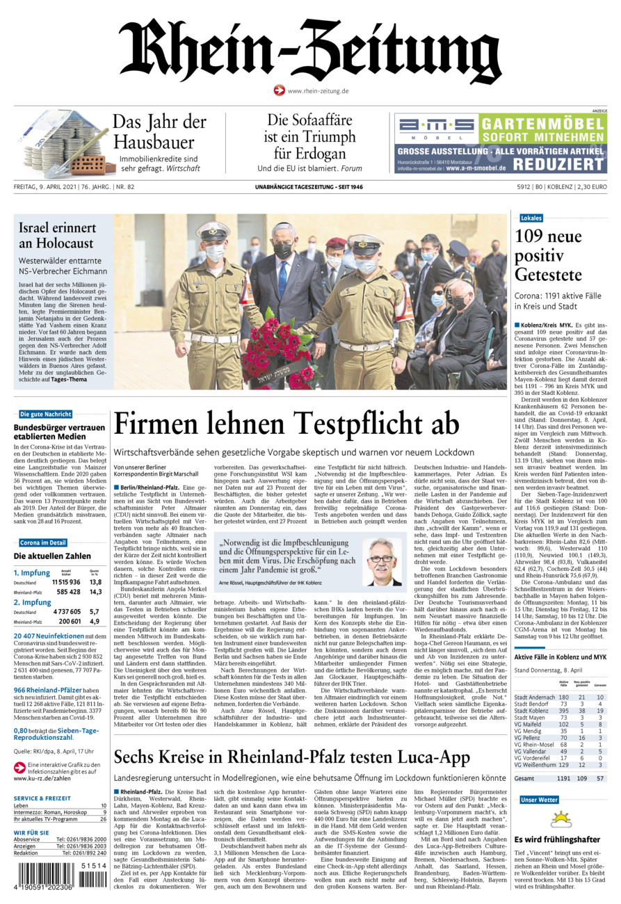 Rhein-Zeitung Koblenz & Region vom Freitag, 09.04.2021