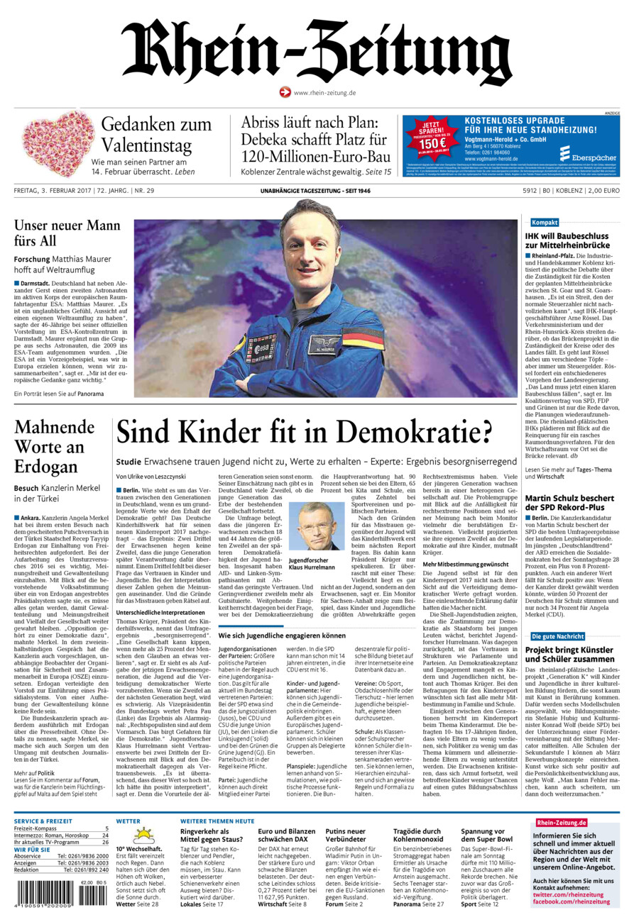 Rhein-Zeitung Koblenz & Region vom Freitag, 03.02.2017
