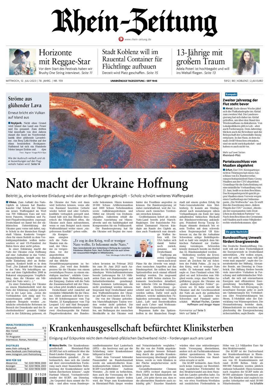 Rhein-Zeitung Koblenz & Region vom Mittwoch, 12.07.2023