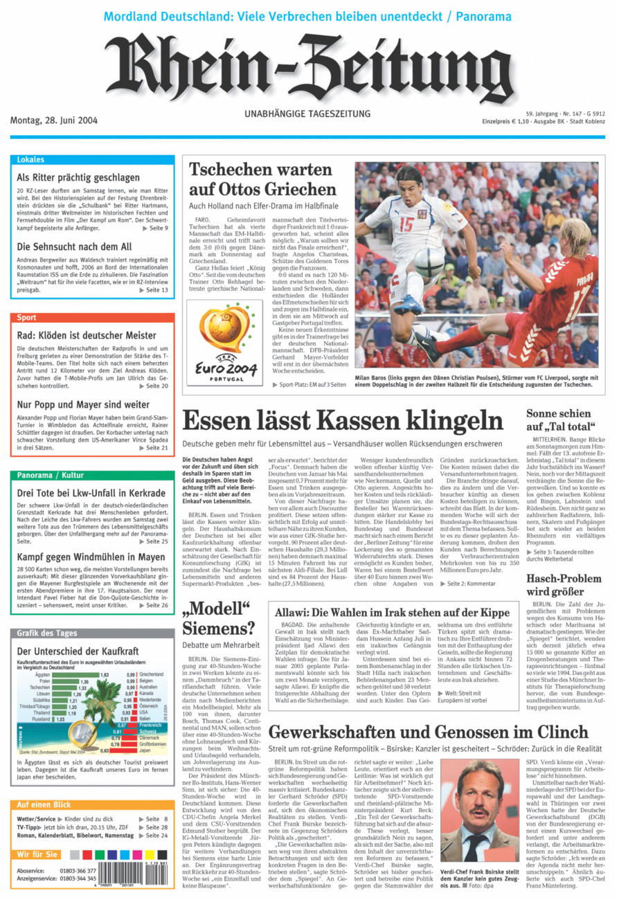 Rhein-Zeitung Koblenz & Region vom Montag, 28.06.2004