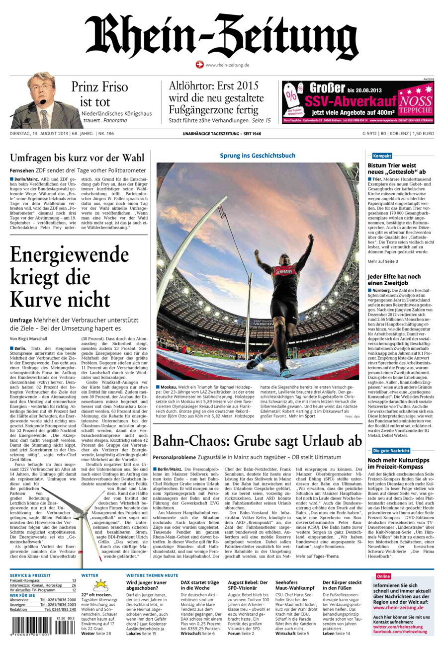Rhein-Zeitung Koblenz & Region vom Dienstag, 13.08.2013