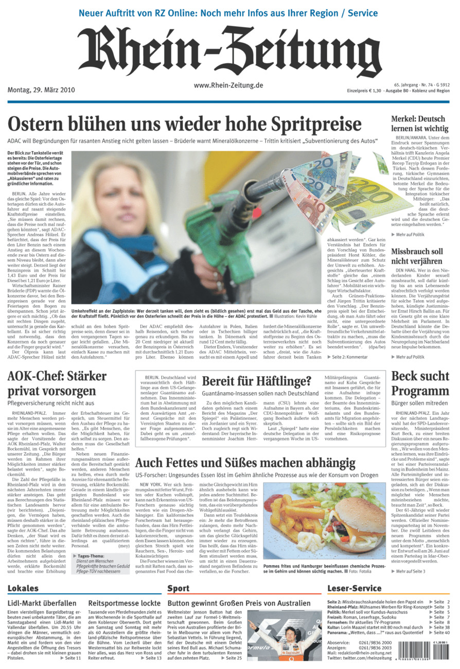 Rhein-Zeitung Koblenz & Region vom Montag, 29.03.2010